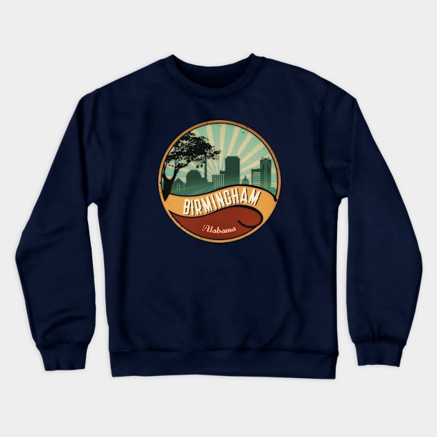 Birmingham City Skyline T-Shirt Alabama Retro Vintage 80s Crewneck Sweatshirt by DimDom